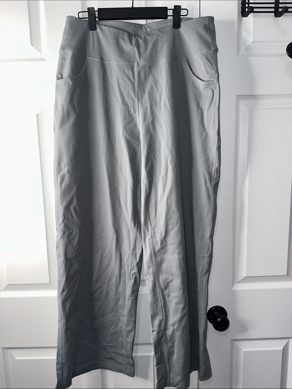 Light Gray Wide-Leg Pull-On Pants
